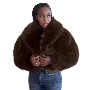 Women's <b>Short</b> Faux Fur <b>Jacket</b> Long <b>Sleeve</b> Plush Winter Coat Open Front Party Outerwear Wholesale OEM ODM - Product Image 2