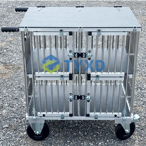 Chariot d'exposition <span class=keywords><strong>pour</strong></span> animaux de compagnie en aluminium argenté à quatre couchettes Chariot <span class=keywords><strong>pour</strong></span> <span class=keywords><strong>chien</strong></span> pliable de grande taille moyenne Motif animal Fermeture à bouton en métal - Product Image 3