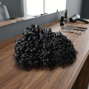 Extensions de cheveux humains indiens bouclés de 18 pouces, bouclés profonds, ondulés, raides, Yaki, mèches de cheveux humains bruts avec closure, provenant des temples - Product Image 1
