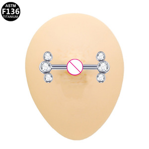 Anneau de téton papillon en titane 16 mm avec zircon serti à griffes, bijou de piercing pectoral pour femme, cadeau, ASTM F136 - Product Image 2