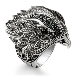 Anillos de banda pesada gruesa dominante <span class=keywords><strong>Punk</strong></span> de moda para hombres anillos de águila realistas de plata antigua Vintage personalizados para hombres - Product Image 5