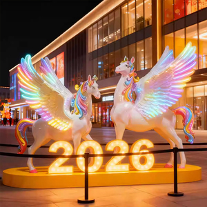 Escultura de Caballo <span class=keywords><strong>Pegaso</strong></span> de Fibra de Vidrio con Diseño de Dibujos Animados 2026, Estatua de Unicornio, Artículo Decorativo Grande para el Festival de Primavera - Product Image 6