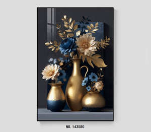 Ensemble de peinture de paysage et de fleurs de grande taille et de haute qualité, décoration murale en diamant, touche artistique pour les espaces commerciaux de restaurants. - Product Image 1