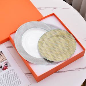 Ensemble de 10 assiettes de luxe de 25 cm, série écharpe en céramique, très prisée pour la maison, le café et les mariages - Product Image 3