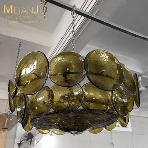 Zhongshan, candelabro de cristal cóncavo verde moderno, luz colgante Premium para sala de estar de Hotel, iluminación de textura verde - Product Image 6