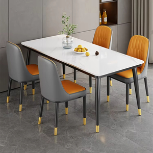 Ensemble de table à <span class=keywords><strong>manger</strong></span> rectangulaire moderne de luxe 4 places Table en marbre avec chaises rembourrées pour <span class=keywords><strong>meubles</strong></span> de <span class=keywords><strong>salle</strong></span> à <span class=keywords><strong>manger</strong></span> - Product Image 1