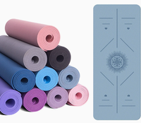 Tapis de yoga en TPE, tapis d'exercice antidérapant avec lignes d'alignement, coussin épais écologique, Pilates et entraînement à domicile, options multicolores