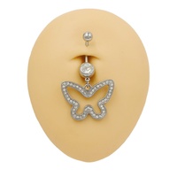 Gaby Nouveau Piercing de Nombril Étanche en Acier Inoxydable 316L Plaqué Or, Fait Main, avec Zircon Mignon, pour Danse du Ventre et Mariage d'Enfants
