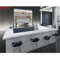 Comptoirs et chaises de bar en forme de L pour restaurants et hôtels, table de bar unique en marbre Corian