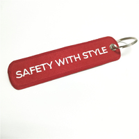 Porte-clés personnalisé avec logo brodé, étiquette de clé en tissu tissé double face, broderie de nom sur porte-clés