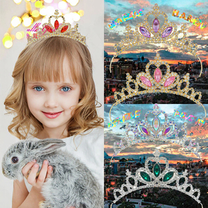 Couronne de princesse pour enfants en alliage métallique plaqué argent, sertie de diamants, nouvelle conception, pour mariage, fiançailles, anniversaire - Product Image 3