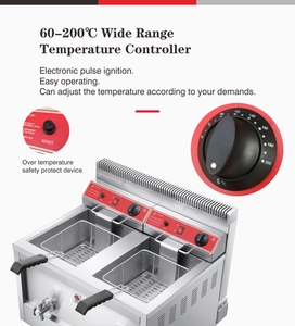 Thép Không Gỉ Thương Mại Điện Nồi Chiên Sâu Đôi Tank Công Nghiệp Gas Khoai Tây Chiên Máy Cho Gà <span class=keywords><strong>Kfc</strong></span> Khoai Tây Chiên - Product Image 2