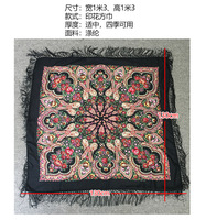 Écharpe de grand-mère populaire en gros, style russe, châle chaud à imprimé floral, longue frange, écharpe carrée traditionnelle pour femmes, motif paisley