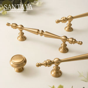 Poignée de tiroir de cuisine moderne en laiton brossé solide, durable, écologique, bouton de placard, armoire de chambre à coucher, commode, extérieur - Product Image 3