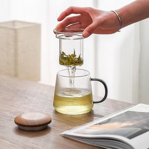 Usine En Gros Thé Séparation Tasse À Thé Épaissie <span class=keywords><strong>Pyrex</strong></span> Tasse À Eau avec Poignée Filtre Bureau Tasses À Thé avec Couvercle - Product Image 5