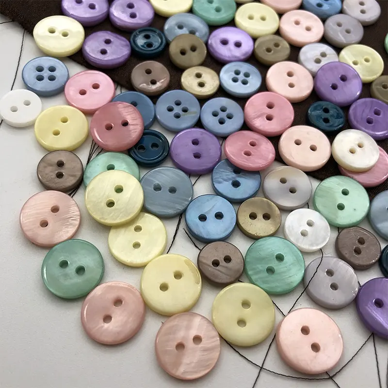 10MM 12.5MM 15MM bouton nacre naturelle coquille deux trous boutons chemise Multi couleur vente en gros