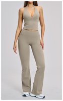Brassières de sport pour femmes à col en V, dos nu, respirantes, pour yoga et fitness, hauts courts personnalisables