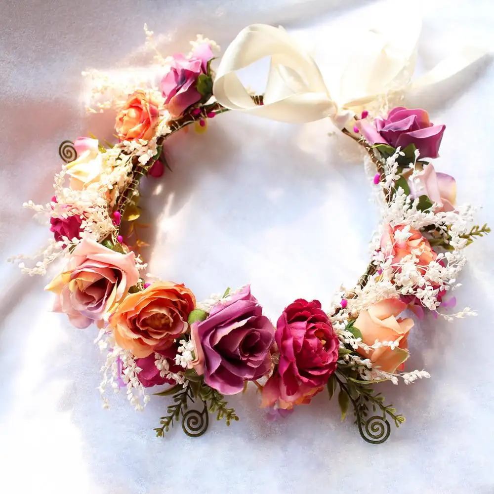 Annelik fotoğraf seyahat fotoğraf saç taç ayarlanabilir çiçek çelenk kafa bandı başlığı düğün parti için