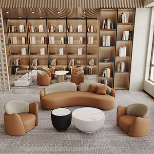 <b>Hotel</b> <b>Sofa</b> Arc Design Flocking Fabric Durable For Lobby And Reception Area - Product Image 2