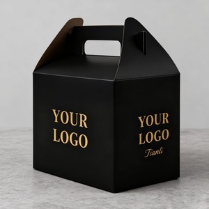 Caja de comida de cartón blanco de 2mm de grosor desechable personalizada, caja de embalaje de hamburguesas para llevar, caja de bebidas con asa - Product Image 3