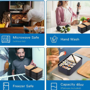 2024 chất lượng cao Hộp Ăn Trưa với môi trường tre nắp gỗ tái sử dụng leakproof Bento Hộp Ăn Trưa - Product Image 3