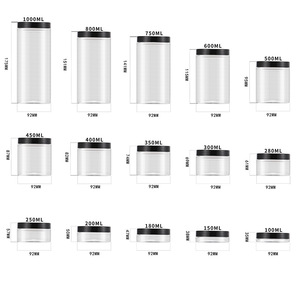 Transparent Pet Plastic Bottle 92mm Wide Mouth Food Grade With Black Clip On Lid For Snack Dried Fruit Tea <b>Storage</b> <b>Container</b> - Product Image 4