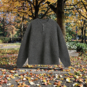 Pull en laine épaisse pour homme, couleur unie, boutons sur le devant, manches longues, coupe classique, automne - Product Image 2