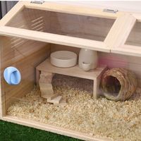 Jaula de Madera Maciza Moderna y Sencilla para Cría de Codornices, Jaula para Hámster con Doble Puerta, Calefacción y Ventilación, Hábitat para Cría en Todas las Estaciones, Diseño Paisajístico