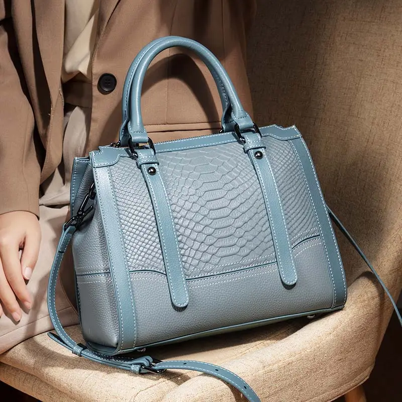 Nieuwste Handtassen Voor Vrouwen China Fabrikant Luxe Designer Blauwe Krokodillenleer Handtassen Dames