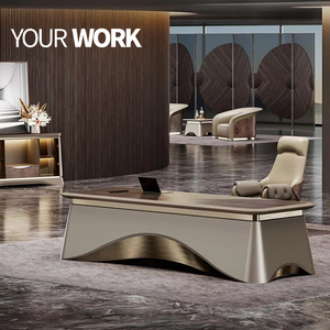 Mesa Boss de diseño de lujo para oficina con <span class=keywords><strong>pintura</strong></span> <span class=keywords><strong>y</strong></span> acabado de <span class=keywords><strong>chapa</strong></span> de madera Escritorio de oficina de China - Product Image 1