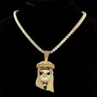 Pendentif vintage avatar entièrement serti de zircon, accessoire pendentif haut, pendentif Jésus