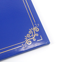 Porte-certificat de graduation en cuir lisse A4 avec bordure en feuille d'or