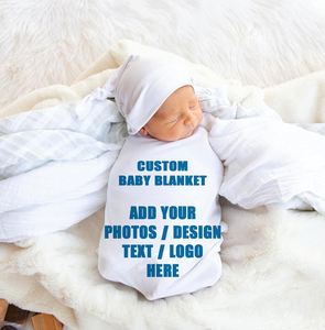 Customized Gift Custom Coming Home Neutral Hospital Photo Prop Shower Present Personalized Baby Name Cotton Swaddle - Product Image 1