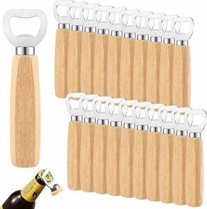 Ouvre-boîte manuel multifonctionnel en acier inoxydable avec manche en bois, gravure laser personnalisée, promotionnel, durable et écologique - Product Image 1