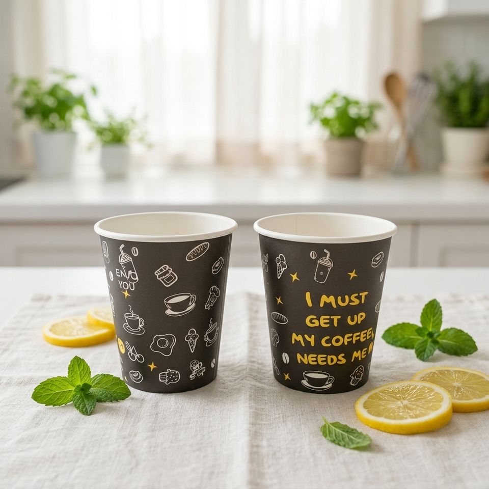 Happy Birthday Snacks 8 Oz Custom Logo Biodegradable Single Wall Paper Cups For Hot Coffee 4