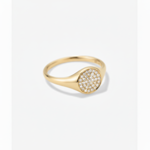 Anillo de pinky con sello de diamante Pav - Product Image 1