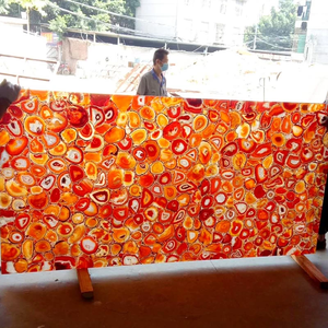 Wholesale Modern Design Translucent Gemstone Slab Backlit Red Agate Semiprecious <b>Stone</b> Slabs Waterproof Bathroom Kitchen - Product Image 4