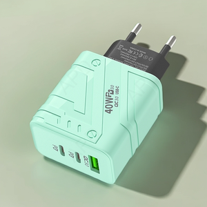 EU tiêu chuẩn 40W gan Chất liệu du lịch USB sạc nhanh đầu 2pd3.0 Giao diện sạc cho iPhone iPad QC3.0 PD giao diện đầy màu sắc - Product Image 6