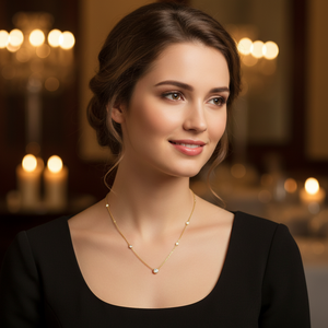 Collar de oro de 18 quilates con diamantes reales redondos naturales Collar de estación de lujo - Product Image 3