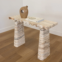 Meubles KUMUSI Table console en marbre naturel Wabi-Sabi pour salon Couleur personnalisée