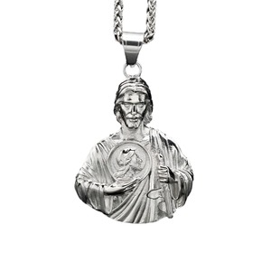 Collar con Colgante de San Judas de Acero Inoxidable, Chapado en Oro, con Cadena de Eslabones, Estilo Hip Hop, Joyería de Regalo - Product Image 4