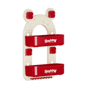 Happy Wall Mounted Storage Rack 2 Tier Corner Design Punch Free Kitchen Organizer For Food Sundries - Product Image 5