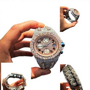 <b>Iced</b> <b>Out</b> Moissanite Stainless Steel <b>Watch</b> Hip Hop Luxury Glass Dial 10 Bar Water Resistant Custom Lab Created <b>Watch</b> - Product Image 1