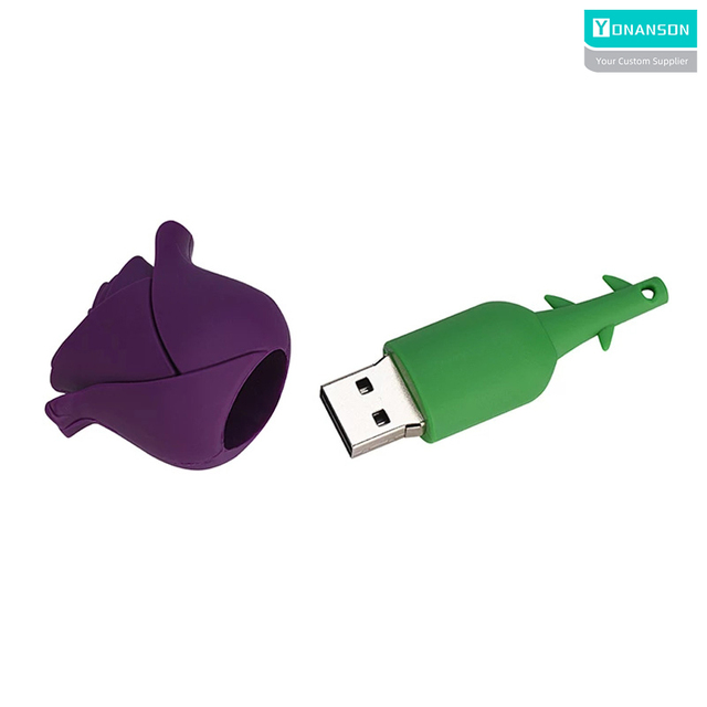 YONANSON Factory Price Wholesale New Personalized Colorful Rose Shape 2.0/3.0 USB Flash Drive Custom PVC USB Memory Stick