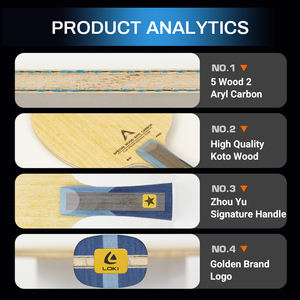 LOKIW81アウター7プライプロ卓球ブレードアリルカーボンファイバーピンポンブレードラケット - Product Image 3