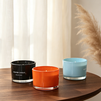 Bougeoir en verre de luxe minimaliste à base lourde, finition mate crème ambrée, réutilisable, écologique, pour la maison et l'hôtellerie