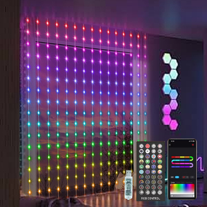 Programmable <strong>Fairy</strong> Curtain 400 Leds Smart <strong>Pixel</strong> <strong>Lights</strong> Rgb App Control DIY Text Led Smart Christmas Decor Curtain <strong>Lights</strong> - Product Image 1