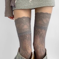 Chaussettes blanches japonaises mignonnes pour écolières, au-dessus du genou, avec dentelle, détails en dentelle, découpes sexy, style japonais fin