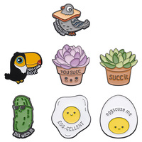 Broche en métal en forme de plante verte en pot de dessin animé, épinglette en émail peinte amusante, cool et mignonne en forme de cactus, accessoires personnalisés pour vêtements et sacs