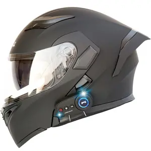 Capacete de motocicleta com lente HD antiembaçante OEM / ODM dupla com bluetooth integrado